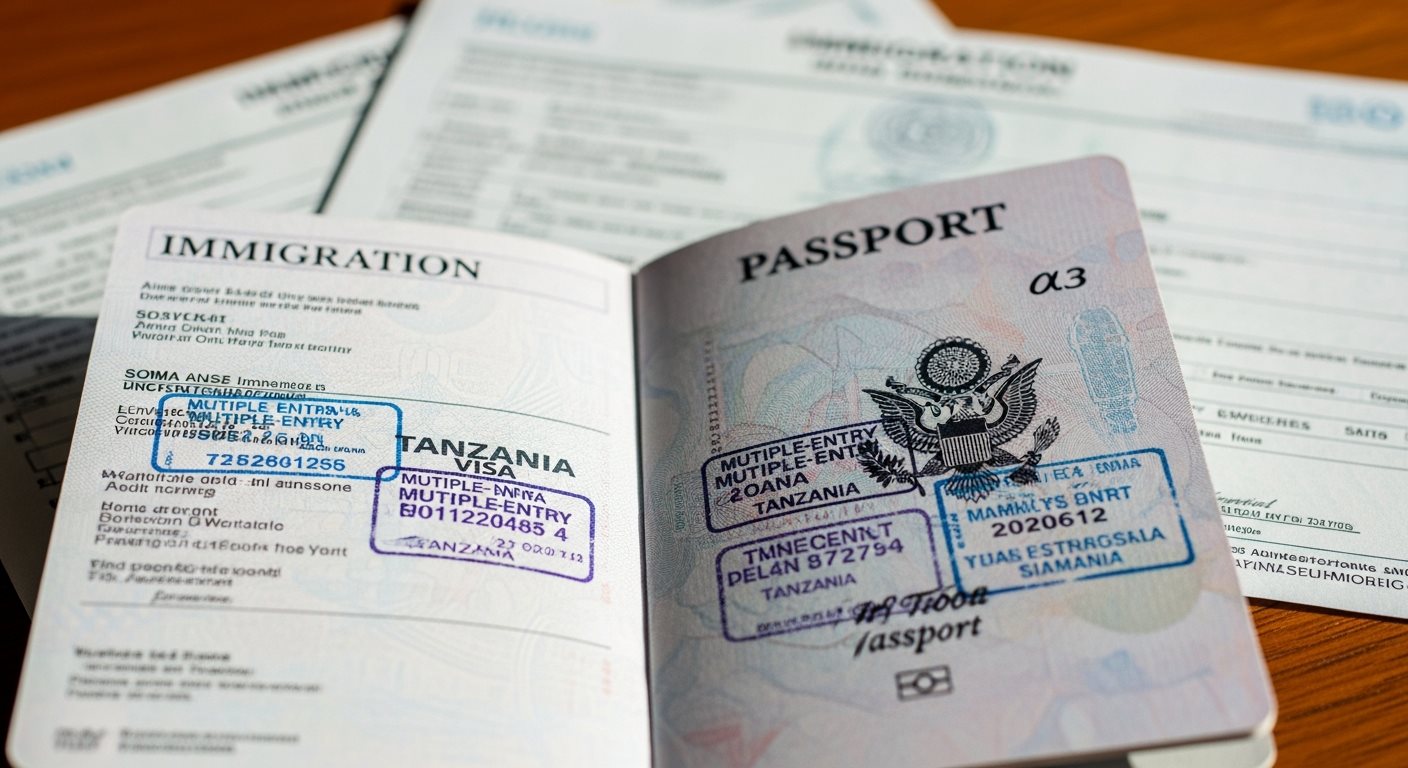 US passport with Tanzania multiple entry visa stamp